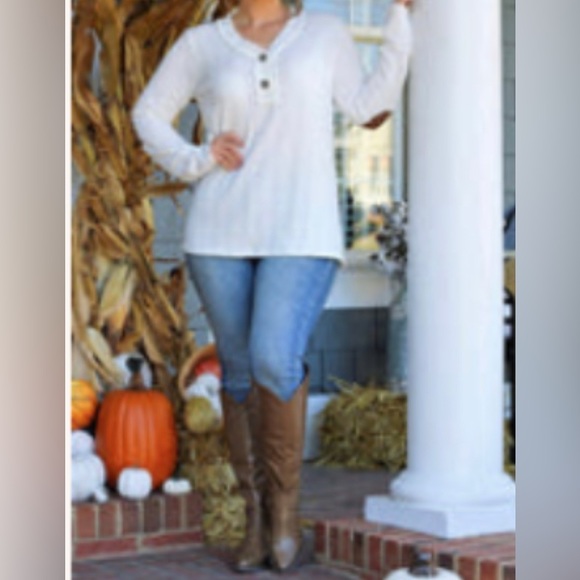 Ivory fisherman's sweater top with suede elbow Size M - Picture 3 of 8